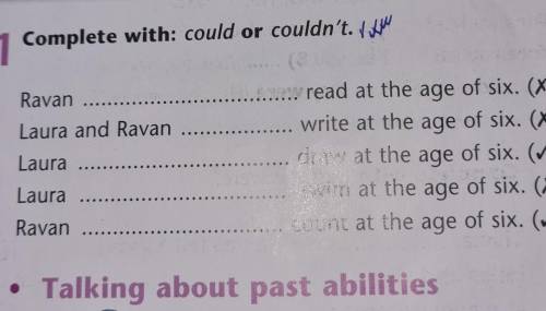 11 Complete with: could or couldn't. ykm 1 Ravan2 Laura and Ravan3 Laura4 Laura read at the age of s