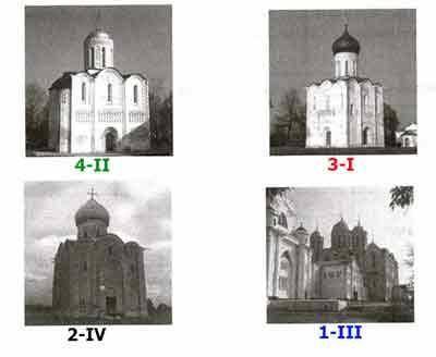 Определи названия храмов и поставь номера около фотографий