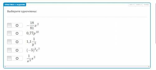 Выберите одночлены. Кто выполнил правильно, молодец!