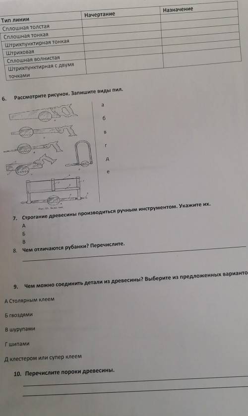 5.допишите начертание и назначение линий чертежа​