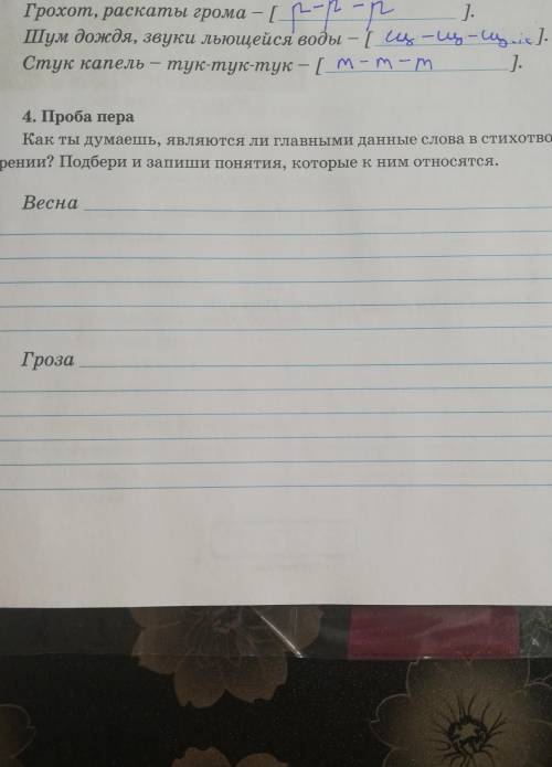 4. Проба пера Как ты думаешь, являются ли главными данные слова в стихотво-рении? Подбери и запиши п