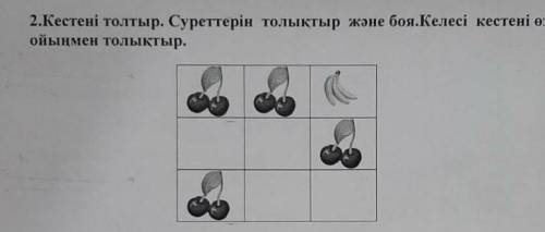 2.Кестені толтыр. Суреттерін толықтыр және боя. Келесі кестені өзоныңмен толықтыр.​