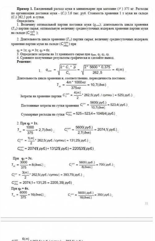 определить оптимальный объем заказа время между заказами, общие затраты в сутки Затраты на выполнени