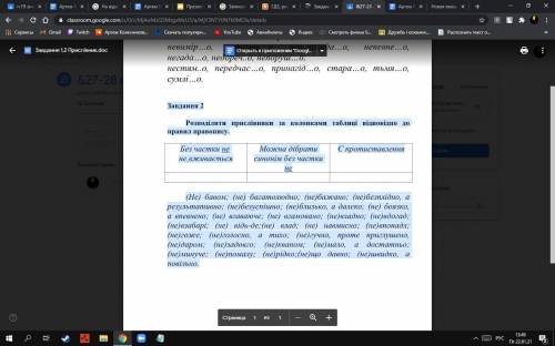 Завдання 2 Розподілити прислівники за колонками таблиці відповідно до правил правопису. Без частки н