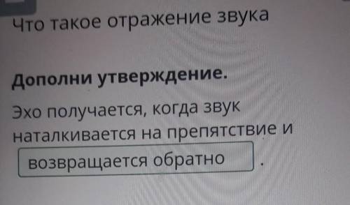 Дополии утверждение,Это получается, когда звукнаталкивается на препятствие и​