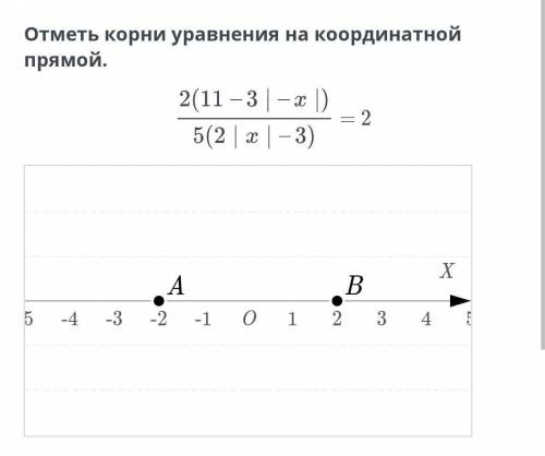 Отметь корни уравнения на кординатной прямой