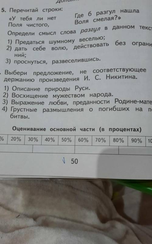 Дополнительно 5. Перечитай строки:«У тебя ли нетГде б разгул нашлаПоля чистого,Воля смелая?»Определи