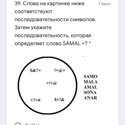 39. Слова на картинке ниже соответствуют последовательности символов. Затем укажите последовательнос