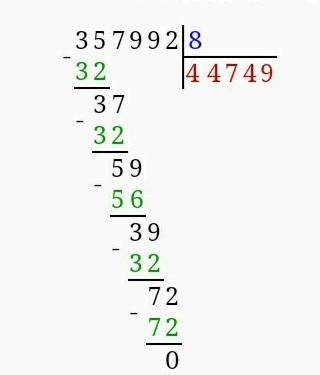 Скижите сколько будет 357992:8 в столбик