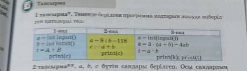 Томенде берилген программа кодтарын жазуда жиберилген кателерди тап​