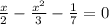 \frac{x}{2} - \frac{x {}^{2} }{3} - \frac{1}{7} = 0