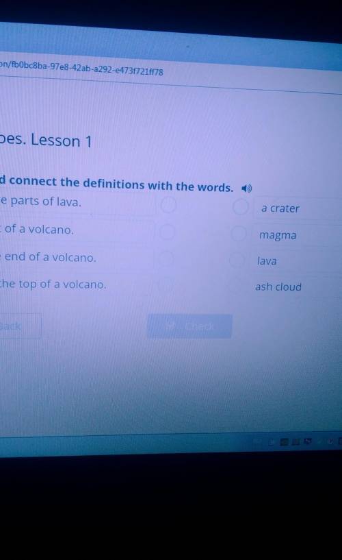 Volcanoes. Lesson 1 Read and connect the definitions with the words. 1)They are parts of lava.a crat