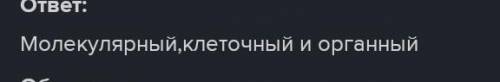 Уровни организации живых организмов клеточныймолекулярныйтканевыйорганный