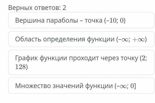 Выбери верные утверждения для функции у=2(х-10)2​