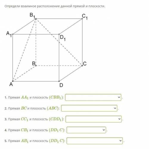 Определи взаимное расположение данной прямой и плоскости.