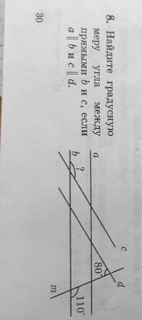 Найдите градусную меру угла между прямыми b и c, если a || b и c || d​