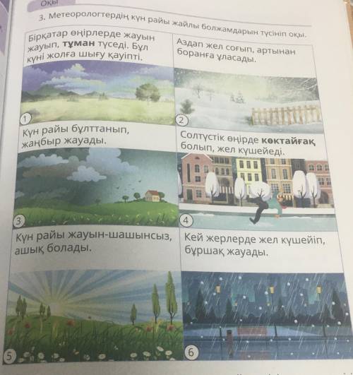 3. Метеорологтердің күн райы жайлы болжамдарын түсініп оқы, Бірқатар өңірлерде жауын жауып, тұман тү