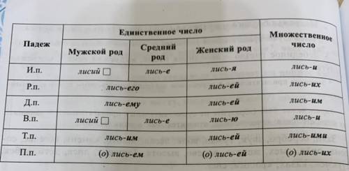 Кстати я Ещё сюда надо добавить существительное и просклонять со словом лисий во всех родах.