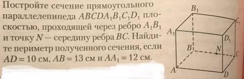 Постройте сечение прямоугольного параллелепипеда ABCDA1B1C1D1 плоскостью проходящей через Петрой A1B