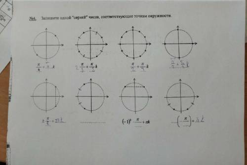 Запишите одним числом, соответствующие точкам окружностям