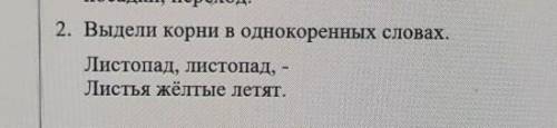 2. Выдели корни в однокоренных словах.Листопад, листопад, -Листья жёлтые летят.​