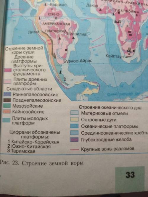 Написать тактическое строение и полезные ископаемые у формы рельефа южной Америки. Пример: Бразильск