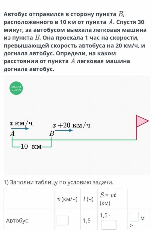 Решение текстовых задач с уравнений. Урок 3 Автобус отправился в сторону пункта B, расположенного в 