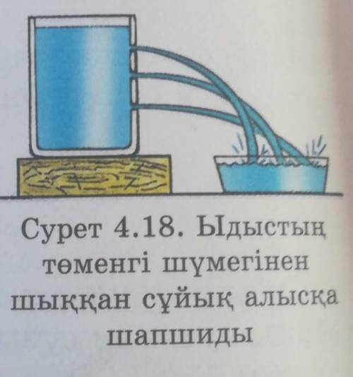 7. Саңылаулары бар цилиндрдегі сұйық ең жоғарғы саңылаудан жақынға, ал ең төменгі саңылауданнеғұрлым