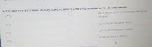 X Правила записи арифметических выражений. Урок 1Установи соответствие между арифметическими операци