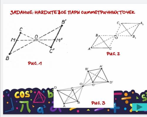 найлите пары симетричных точек!