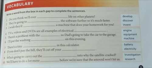 Write a word from the box in each gap to complete the sentences.