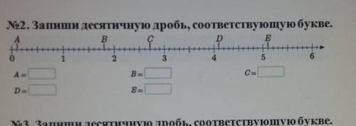 Номер 2. Запиши десятичную дробь, соответствующую букве ​