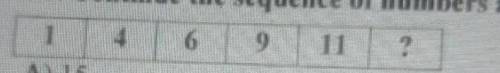 Продолжи последовательность чисел согласно закономерности 1,4 6 ,9,11​