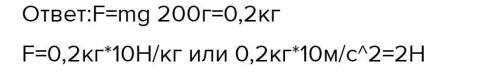 Чему равен вес тела массой 200г? изобразите графически