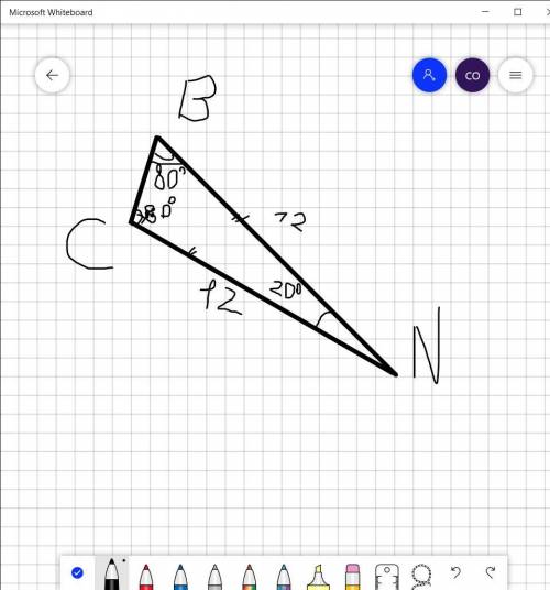 Определи площадь треугольника NBC, если NC = 12 см, ∡N=20°, ∡B=80°. SNBC= см2(все приблизительные ч