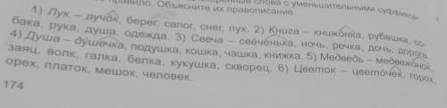 образуйте от данных слов однокоренные слов с уменьшительными суффиксами на изученное правило Объясни