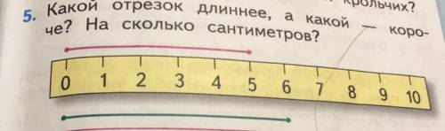 Задача: Какой отрезок длиннее, а какой короче? На сколько сантиметров?