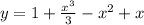 y = 1 + \frac{ {x}^{3} }{3} - {x}^{2} + x \\