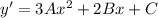 y' = 3A {x}^{2} + 2Bx + C