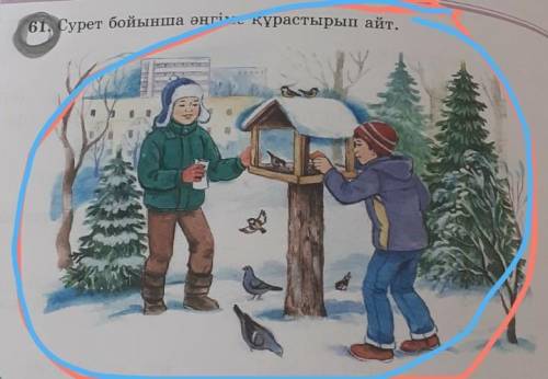 6. Сурет бойынша әңгіме құрастырып айт. Септік жалғауы болсын Атау Ілік Барыс Табыс Жасиыс септіктер