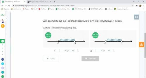 Сызбаға сәйкес келетін шешімді жаз. 1) x . 2) x .