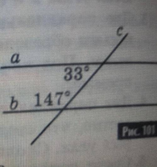 1а1. По данным рис. 101 докажите,что а параллельно ь.33°ь 147​