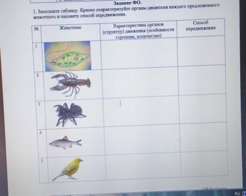 1. Выполните задание ФОн припште мне на проверку. Задание О.1. Заполните таблицу. Кратко охарактериз