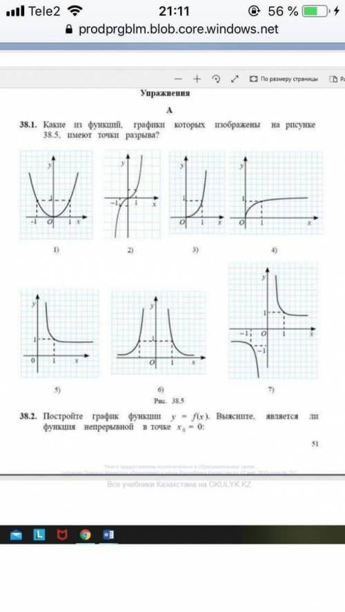 38.1. Какие из функций, графики которых изображены на рисунке 38.5, имеют точки разрыва?