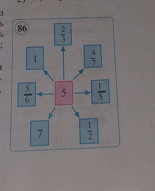 Разделите число в центральном прямоугольнике на числа в остальных прямоугольниках (рис86)​