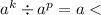 {a}^{k} \div {a}^{p} = a <