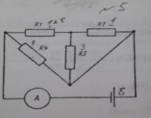 Какую силу тока покажет амперметр, включенный в схему, изображенную на рисунке 155, если R1 = 1,25 О