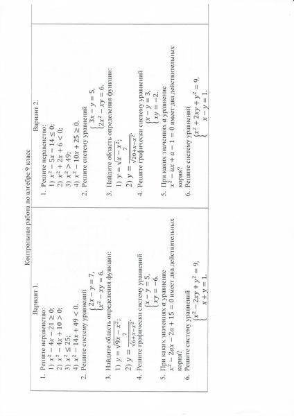 Нужно решить два варианта контрольной работы , ТОЛЬКО ПОНЯТНО 9 класс