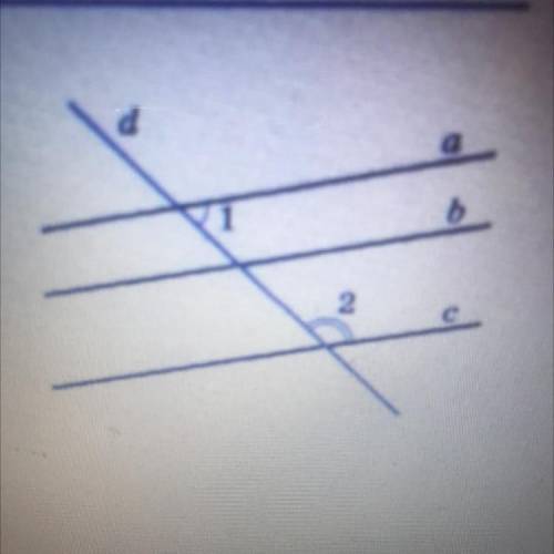 Прямые a, b и с пересечены секущей d; угол 1=54°, угол 2=126°. Докажите, что b || с.