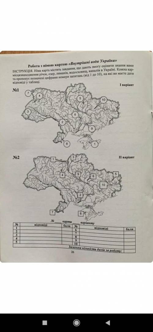 карта речек Украины 4 варианта